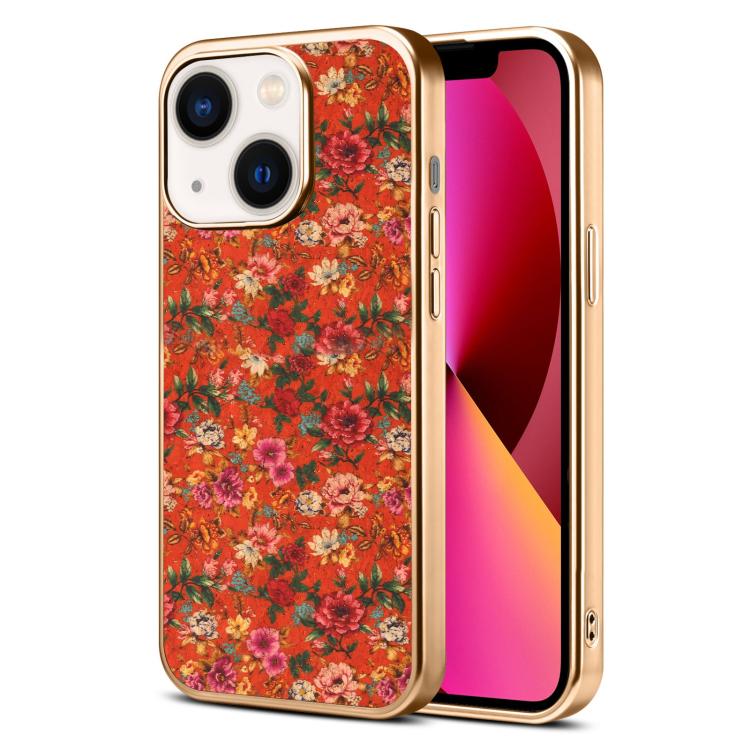 Custodia magnetica galvanizzata per telefono della serie Denor Peony, For iPhone 14 / 13, For iPhone 14 Pro, For iPhone 14 Pro Max, For iPhone 13 Pro Max, For iPhone 13 Pro