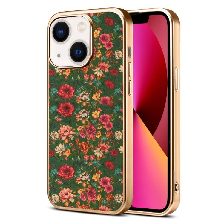 Custodia magnetica galvanizzata per telefono della serie Denor Peony, For iPhone 14 / 13, For iPhone 14 Pro, For iPhone 14 Pro Max, For iPhone 13 Pro Max, For iPhone 13 Pro