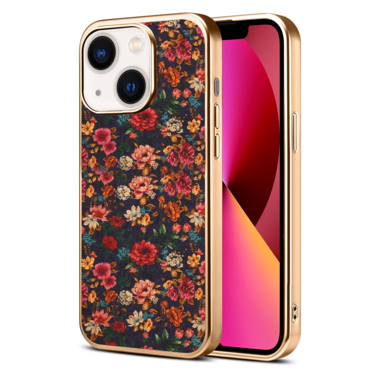Custodia magnetica galvanizzata per telefono della serie Denor Peony, For iPhone 14 / 13, For iPhone 14 Pro, For iPhone 14 Pro Max, For iPhone 13 Pro Max, For iPhone 13 Pro