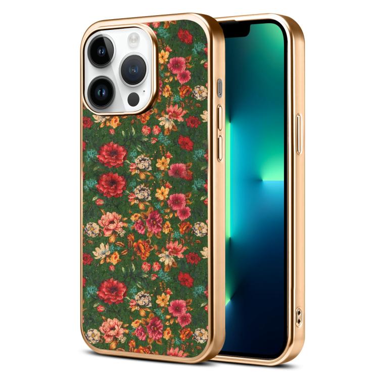 Custodia magnetica galvanizzata per telefono della serie Denor Peony, For iPhone 14 / 13, For iPhone 14 Pro, For iPhone 14 Pro Max, For iPhone 13 Pro Max, For iPhone 13 Pro