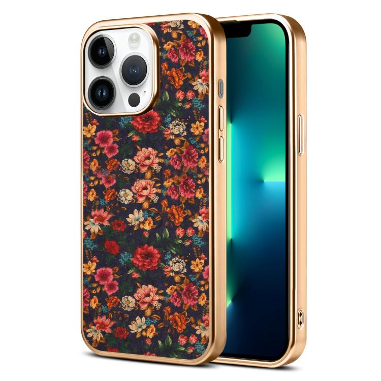 Custodia magnetica galvanizzata per telefono della serie Denor Peony, For iPhone 14 / 13, For iPhone 14 Pro, For iPhone 14 Pro Max, For iPhone 13 Pro Max, For iPhone 13 Pro