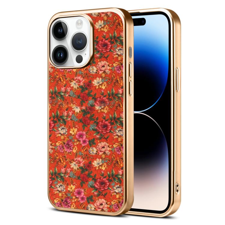Custodia magnetica galvanizzata per telefono della serie Denor Peony, For iPhone 14 / 13, For iPhone 14 Pro, For iPhone 14 Pro Max, For iPhone 13 Pro Max, For iPhone 13 Pro