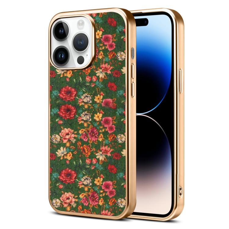 Custodia magnetica galvanizzata per telefono della serie Denor Peony, For iPhone 14 / 13, For iPhone 14 Pro, For iPhone 14 Pro Max, For iPhone 13 Pro Max, For iPhone 13 Pro