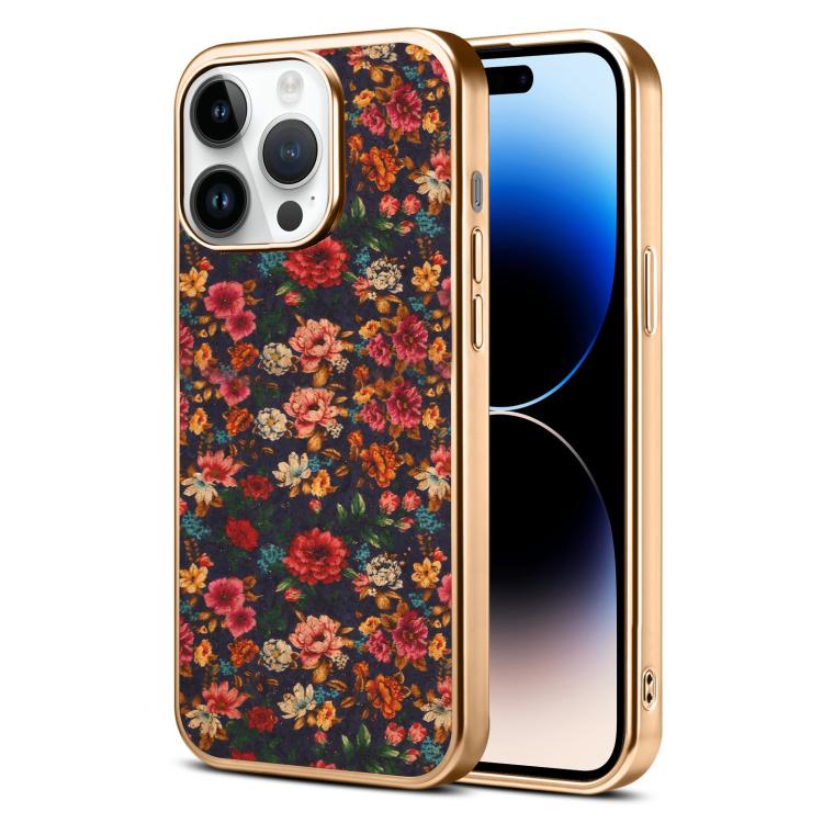 Custodia magnetica galvanizzata per telefono della serie Denor Peony, For iPhone 14 / 13, For iPhone 14 Pro, For iPhone 14 Pro Max, For iPhone 13 Pro Max, For iPhone 13 Pro