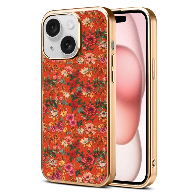 Custodia magnetica galvanizzata per telefono della serie Denor Peony, For iPhone 16 Plus, For iPhone 16, For iPhone 15 Pro Max, For iPhone 15 Pro, For iPhone 15 Plus / 14 Plus, For iPhone 15
