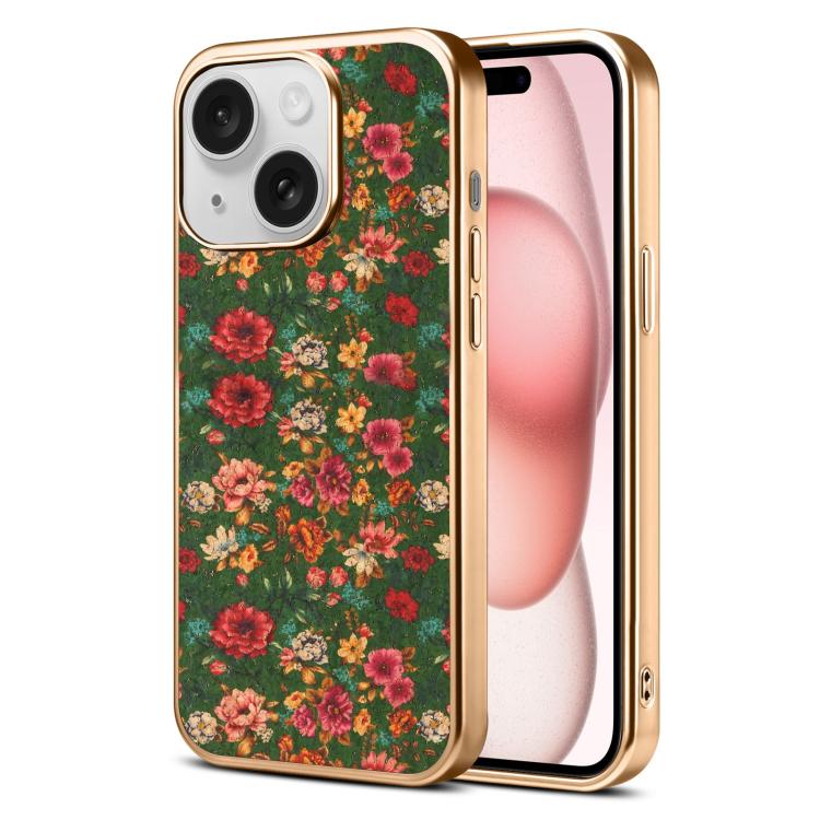Custodia magnetica galvanizzata per telefono della serie Denor Peony, For iPhone 16 Plus, For iPhone 16, For iPhone 15 Pro Max, For iPhone 15 Pro, For iPhone 15 Plus / 14 Plus, For iPhone 15