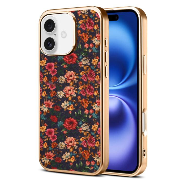 Custodia magnetica galvanizzata per telefono della serie Denor Peony, For iPhone 16 Plus, For iPhone 16, For iPhone 15 Pro Max, For iPhone 15 Pro, For iPhone 15 Plus / 14 Plus, For iPhone 15