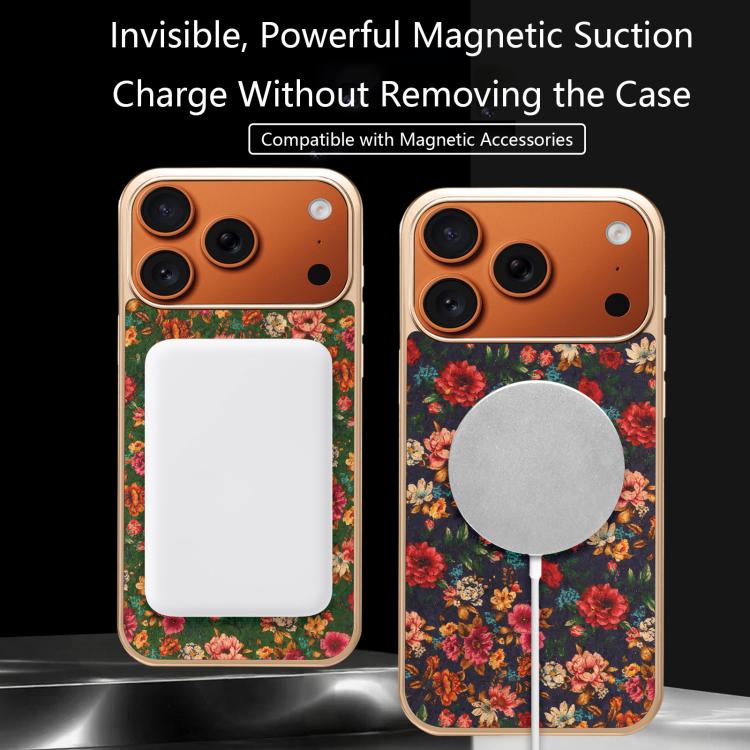 Custodia magnetica galvanizzata per telefono della serie Denor Peony, For iPhone 17 Pro Max, For iPhone 17 Pro, For iPhone 17, For iPhone Air, For iPhone 16 Pro Max, For iPhone 16 Pro