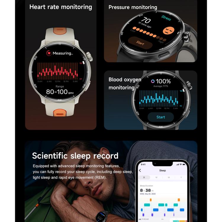 Smartwatch sportivo GPS S666 da 1,43 pollici con display AMOLED HD, supporto per chiamate Bluetooth, monitoraggio del sonno, dell'ossigeno nel sangue, della frequenza cardiaca e del ciclo mestruale femminile.