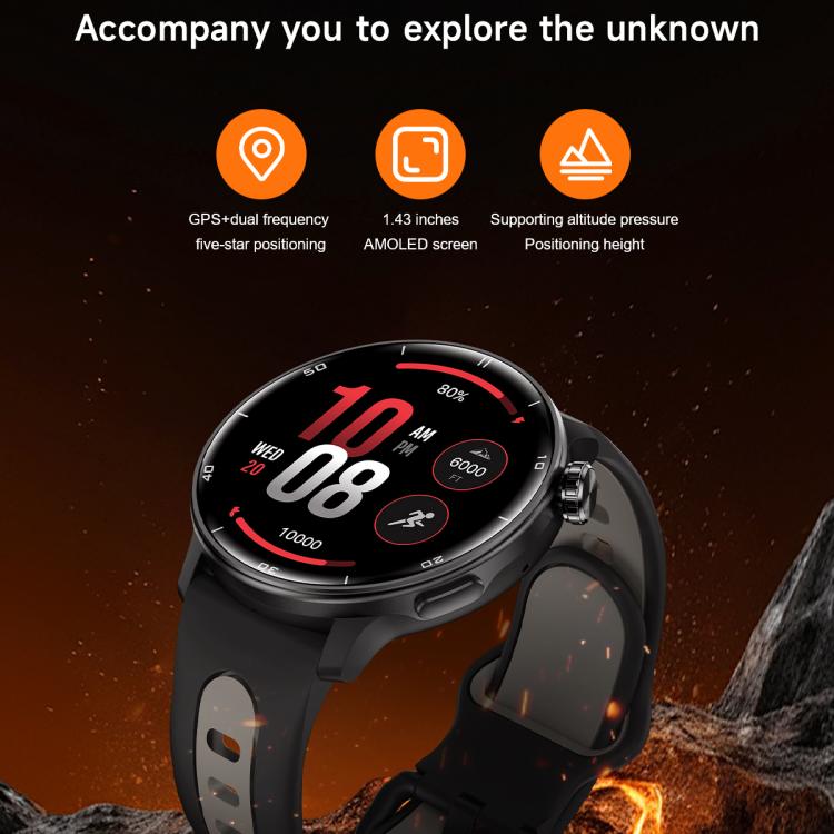 Smartwatch sportivo GPS S666 da 1,43 pollici con display AMOLED HD, supporto per chiamate Bluetooth, monitoraggio del sonno, dell'ossigeno nel sangue, della frequenza cardiaca e del ciclo mestruale femminile.