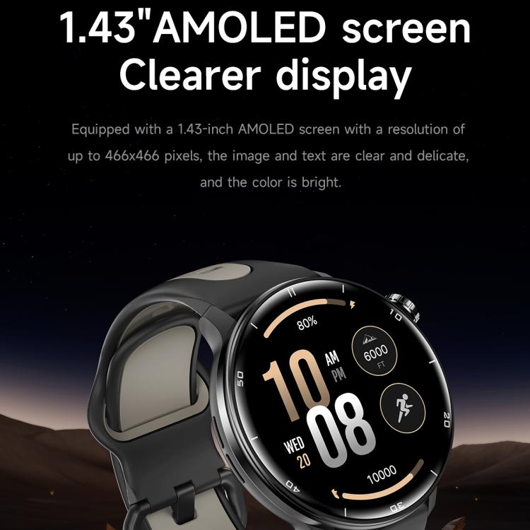 Smartwatch sportivo GPS S666 da 1,43 pollici con display AMOLED HD, supporto per chiamate Bluetooth, monitoraggio del sonno, dell'ossigeno nel sangue, della frequenza cardiaca e del ciclo mestruale femminile.