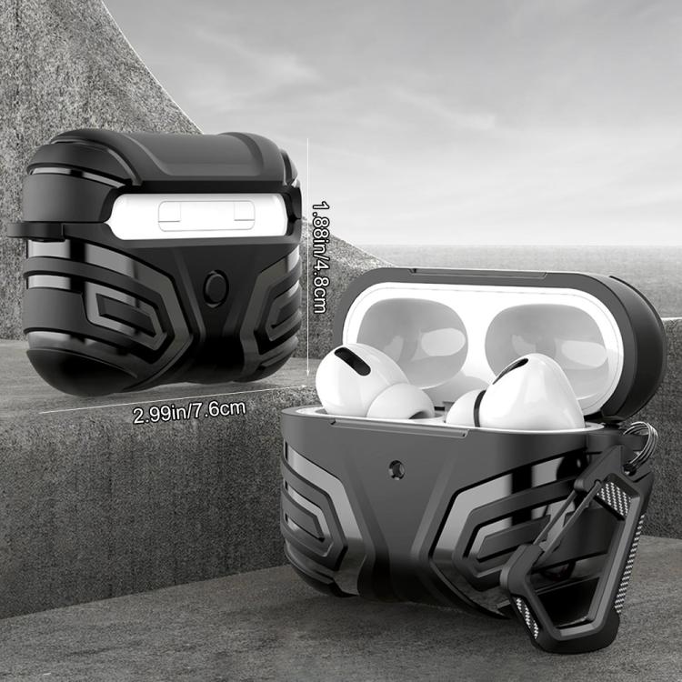 Cover per auricolari XDcase in TPU con motivo scuro e moschettone, For AirPods Pro 3, For AirPods Pro 2