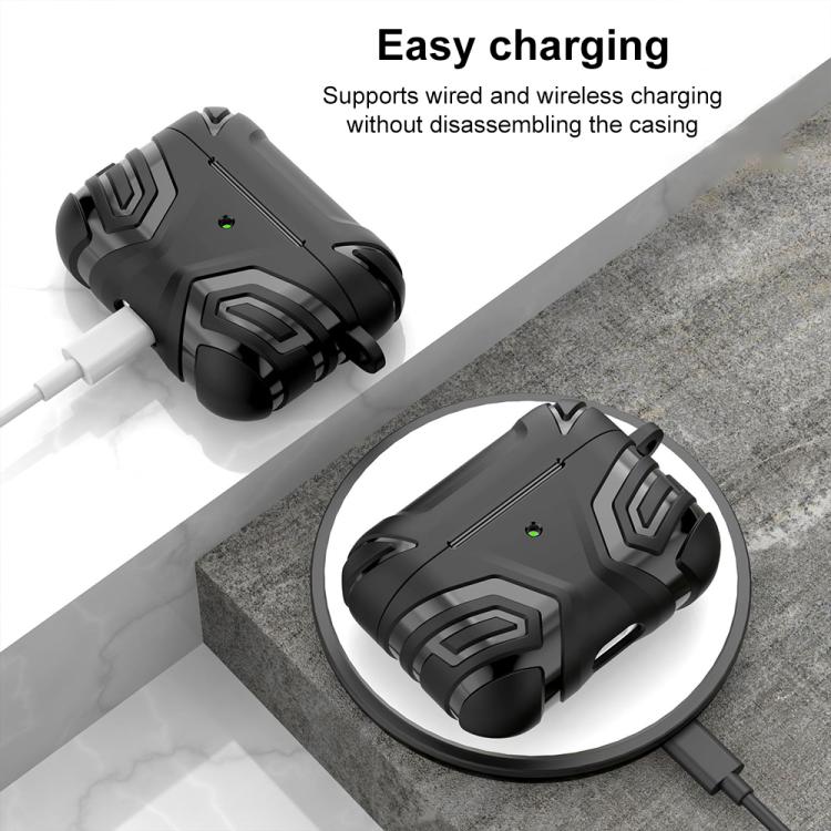 Cover per auricolari XDcase in TPU con motivo scuro e moschettone, For AirPods Pro 3, For AirPods Pro 2