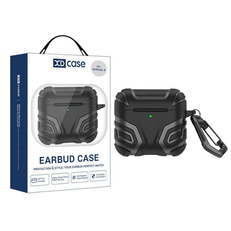 Custodia per auricolari XDcase in TPU con motivo scuro e moschettone, For AirPods 4
