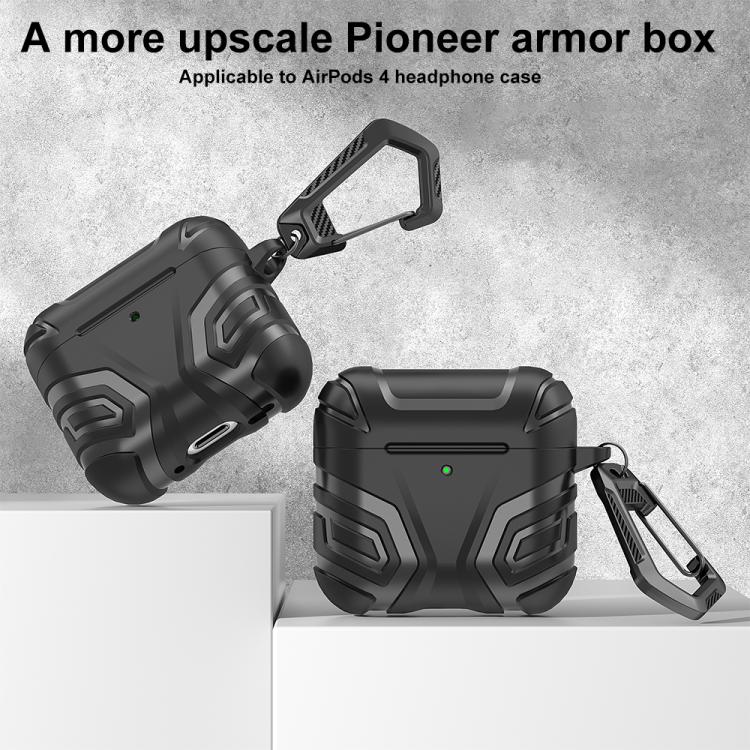 Custodia per auricolari XDcase in TPU con motivo scuro e moschettone, For AirPods 4
