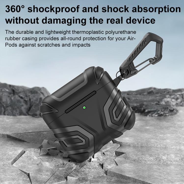 Custodia per auricolari XDcase in TPU con motivo scuro e moschettone, For AirPods 4