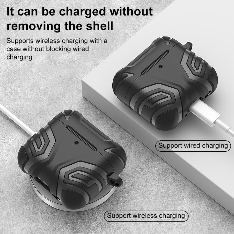 Custodia per auricolari XDcase in TPU con motivo scuro e moschettone, For AirPods 4