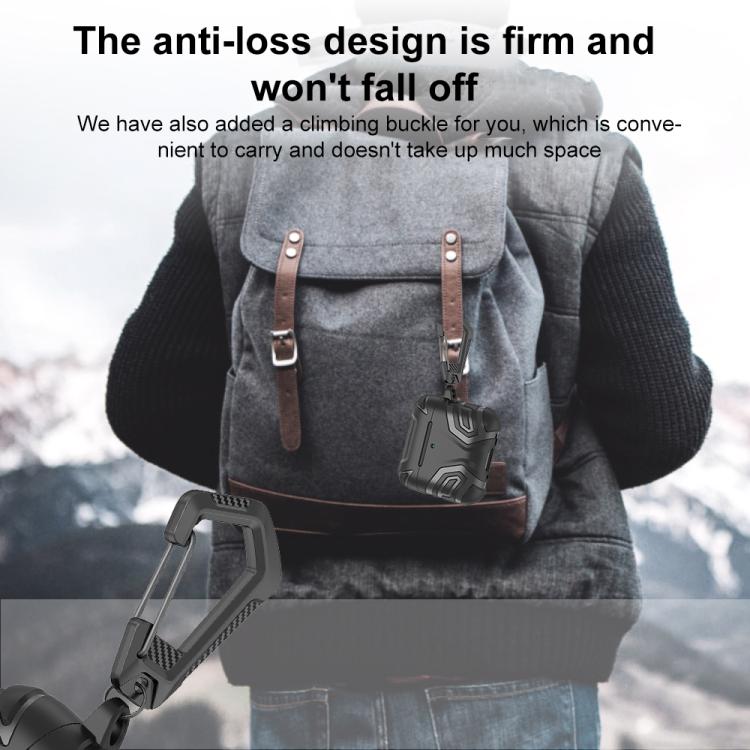 Custodia per auricolari XDcase in TPU con motivo scuro e moschettone, For AirPods 4