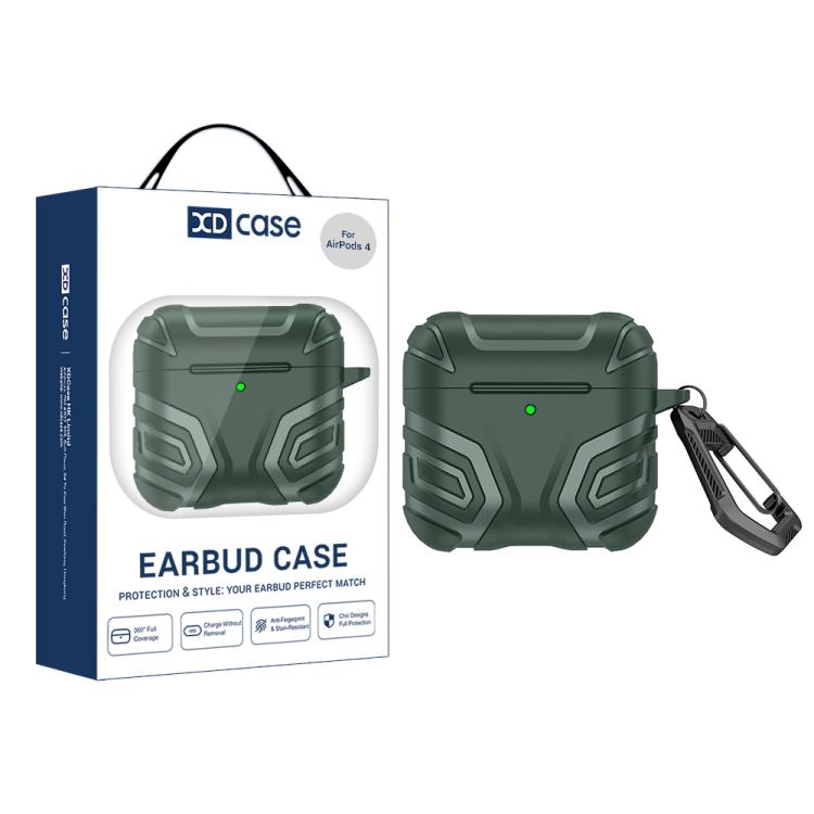 Custodia per auricolari XDcase in TPU con motivo scuro e moschettone, For AirPods 4
