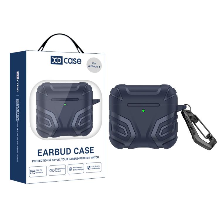 Custodia per auricolari XDcase in TPU con motivo scuro e moschettone, For AirPods 4