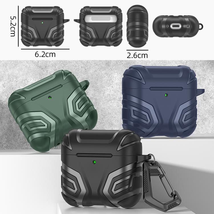 Custodia per auricolari XDcase in TPU con motivo scuro e moschettone, For AirPods 4