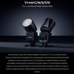 Flash per fotocamera Godox V1 Mid TTL agli ioni di litio con testa rotonda, For Canon, For Nikon, For Sony, For FUJIFILM, For Olympus