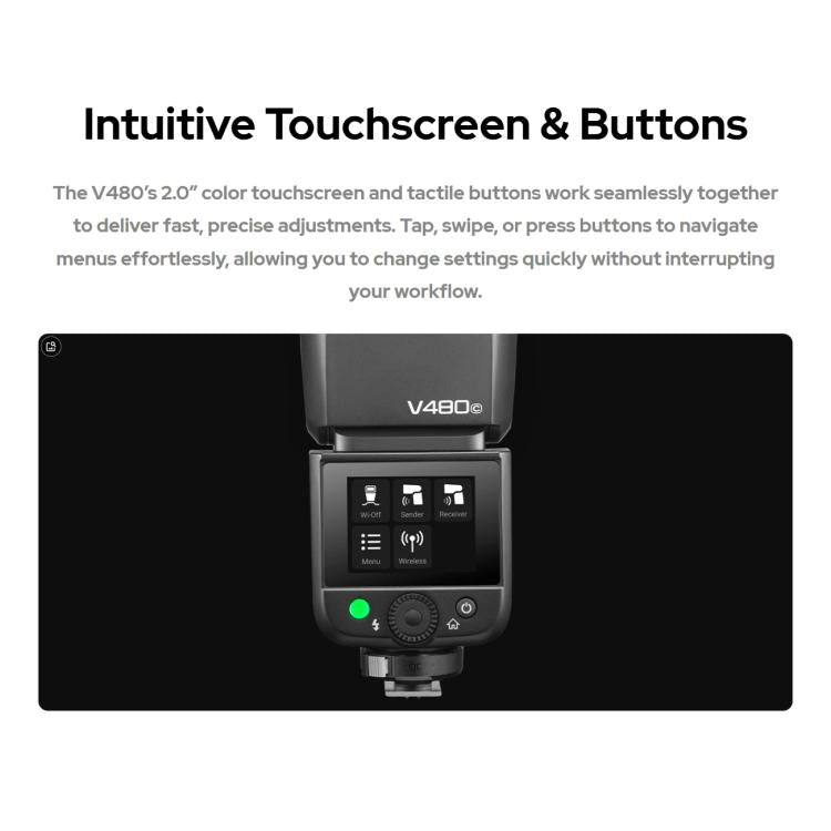 Flash per fotocamera Godox V480 TTL con batteria agli ioni di litio e testa rotonda., For Canon, For Nikon, For Sony, For FUJIFILM, For Olympus