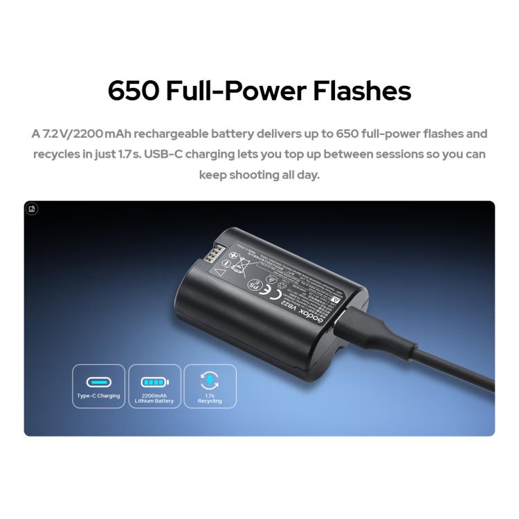 Flash per fotocamera Godox V480 TTL con batteria agli ioni di litio e testa rotonda., For Canon, For Nikon, For Sony, For FUJIFILM, For Olympus