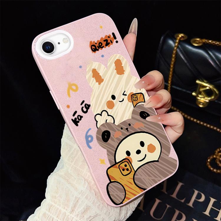 Custodia per telefono ibrida in PC e TPU con glitter IMD e motivo orso., For iPhone 15, For iPhone 14 Plus, For iPhone 14, For iPhone 14 Pro, For iPhone 14 Pro Max, For iPhone SE 2022 / SE 2020
