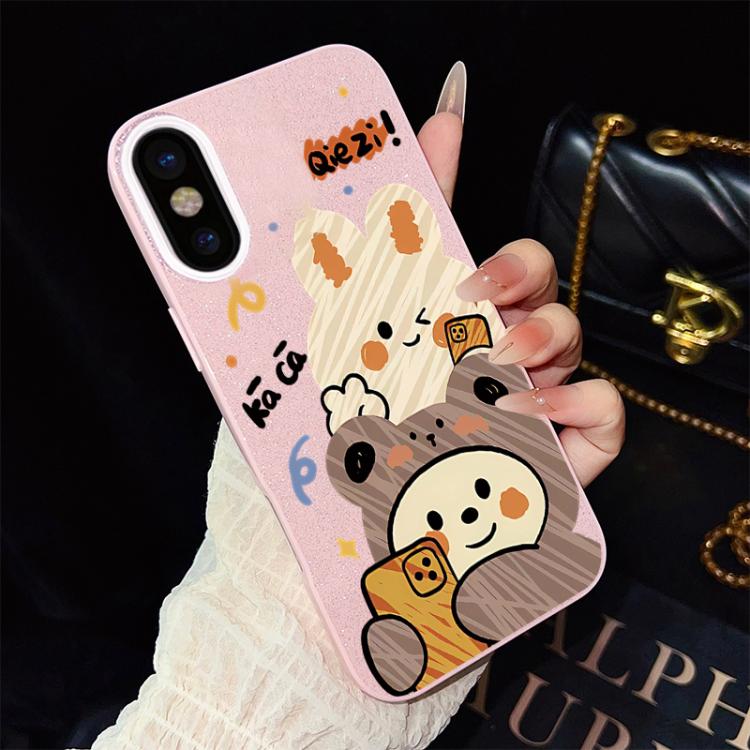 Custodia per telefono ibrida in PC e TPU con glitter IMD e motivo orso., For iPhone 11 Pro Max, For iPhone 11, For iPhone 11 Pro, For iPhone XS / X, For iPhone XR, For iPhone XS Max