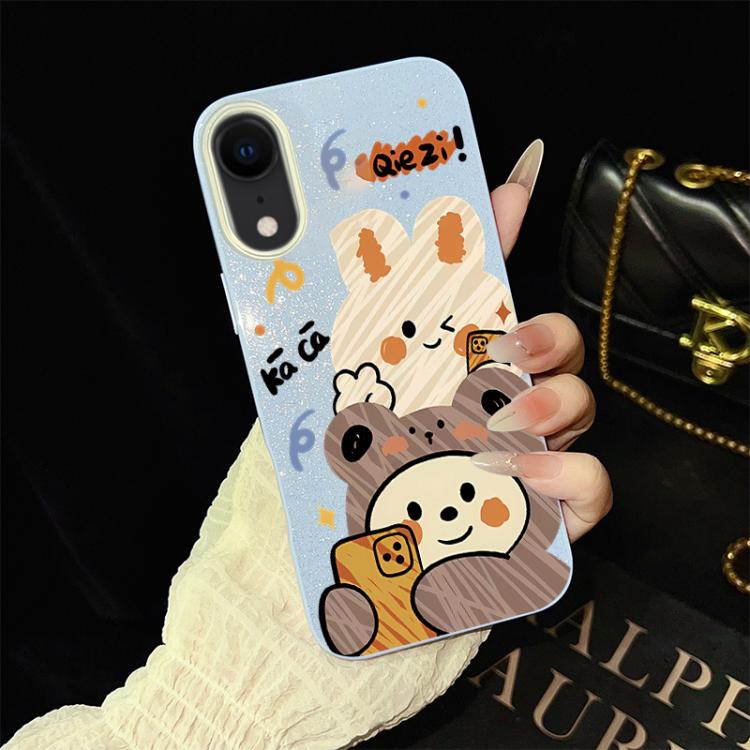 Custodia per telefono ibrida in PC e TPU con glitter IMD e motivo orso., For iPhone 11 Pro Max, For iPhone 11, For iPhone 11 Pro, For iPhone XS / X, For iPhone XR, For iPhone XS Max