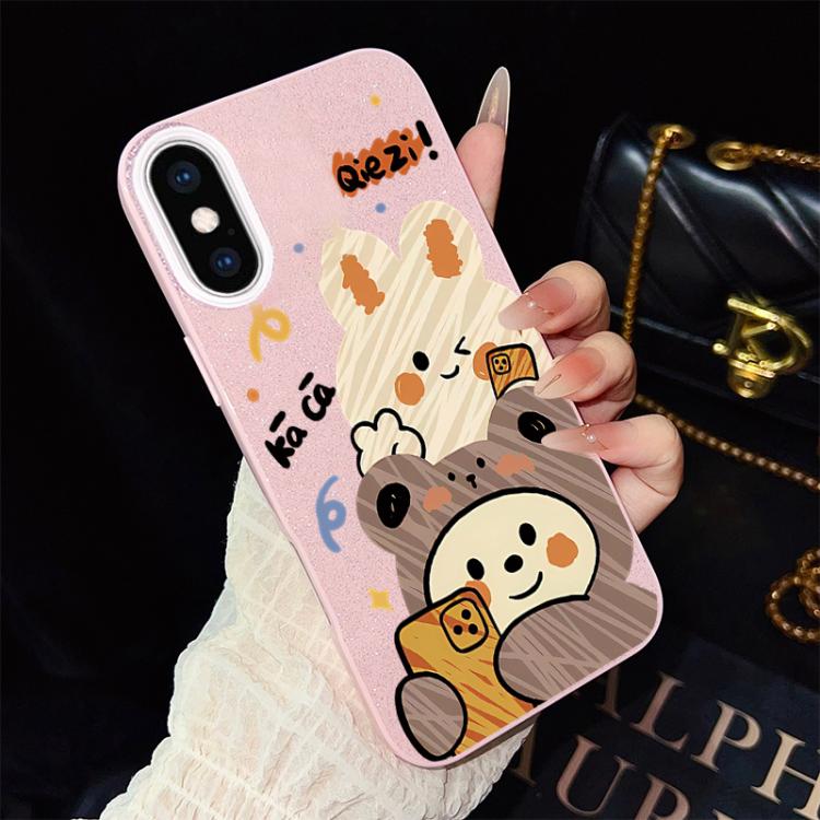 Custodia per telefono ibrida in PC e TPU con glitter IMD e motivo orso., For iPhone 11 Pro Max, For iPhone 11, For iPhone 11 Pro, For iPhone XS / X, For iPhone XR, For iPhone XS Max