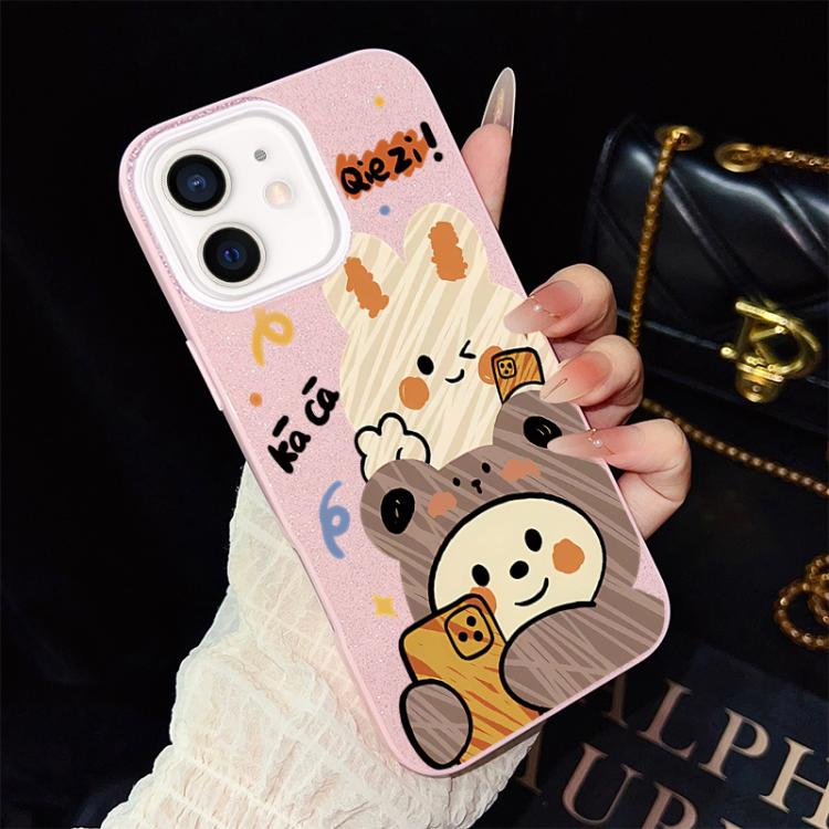 Custodia per telefono ibrida in PC e TPU con glitter IMD e motivo orso., For iPhone 11 Pro Max, For iPhone 11, For iPhone 11 Pro, For iPhone XS / X, For iPhone XR, For iPhone XS Max