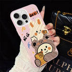 Custodia per telefono ibrida in PC e TPU con glitter IMD e motivo orso., For iPhone 16 Pro, For iPhone 16 Plus, For iPhone 16, For iPhone 15 Pro Max, For iPhone 15 Pro, For iPhone 15 Plus