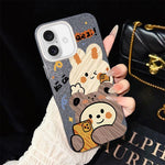 Custodia per telefono ibrida in PC e TPU con glitter IMD e motivo orso., For iPhone 16 Pro, For iPhone 16 Plus, For iPhone 16, For iPhone 15 Pro Max, For iPhone 15 Pro, For iPhone 15 Plus