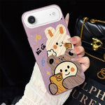 Custodia per telefono ibrida in PC e TPU con glitter IMD e motivo orso., For iPhone 17e / 16e, For iPhone 17 Pro Max, For iPhone 17 Pro, For iPhone 17, For iPhone Air, For iPhone 16 Pro Max
