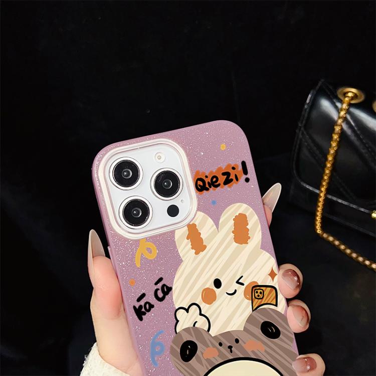 Custodia per telefono ibrida in PC e TPU con glitter IMD e motivo orso., For iPhone 8 Plus / 7 Plus, For iPhone 6 Plus / 6s Plus, For iPhone 6 / 6s