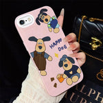 Custodia per telefono ibrida in PC e TPU con motivo "cane felice" e glitter IMD., For iPhone 8 Plus / 7 Plus, For iPhone 6 Plus / 6s Plus, For iPhone 6 / 6s