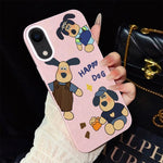 Custodia per telefono ibrida in PC e TPU con motivo "cane felice" e glitter IMD., For iPhone 11 Pro Max, For iPhone 11, For iPhone 11 Pro, For iPhone XS / X, For iPhone XR, For iPhone XS Max
