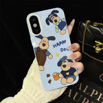 Custodia per telefono ibrida in PC e TPU con motivo "cane felice" e glitter IMD., For iPhone 11 Pro Max, For iPhone 11, For iPhone 11 Pro, For iPhone XS / X, For iPhone XR, For iPhone XS Max