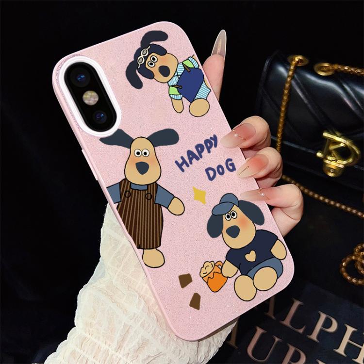 Custodia per telefono ibrida in PC e TPU con motivo "cane felice" e glitter IMD., For iPhone 11 Pro Max, For iPhone 11, For iPhone 11 Pro, For iPhone XS / X, For iPhone XR, For iPhone XS Max