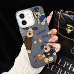 Custodia per telefono ibrida in PC e TPU con motivo "cane felice" e glitter IMD., For iPhone 13 Pro Max, For iPhone 13 Pro, For iPhone 13, For iPhone 12, For iPhone 12 Pro Max, For iPhone 12 Pro