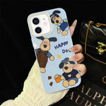 Custodia per telefono ibrida in PC e TPU con motivo "cane felice" e glitter IMD., For iPhone 13 Pro Max, For iPhone 13 Pro, For iPhone 13, For iPhone 12, For iPhone 12 Pro Max, For iPhone 12 Pro