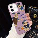 Custodia per telefono ibrida in PC e TPU con motivo "cane felice" e glitter IMD., For iPhone 13 Pro Max, For iPhone 13 Pro, For iPhone 13, For iPhone 12, For iPhone 12 Pro Max, For iPhone 12 Pro