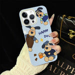 Custodia per telefono ibrida in PC e TPU con motivo "cane felice" e glitter IMD., For iPhone 13 Pro Max, For iPhone 13 Pro, For iPhone 13, For iPhone 12, For iPhone 12 Pro Max, For iPhone 12 Pro