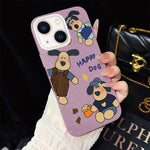 Custodia per telefono ibrida in PC e TPU con motivo "cane felice" e glitter IMD., For iPhone 13 Pro Max, For iPhone 13 Pro, For iPhone 13, For iPhone 12, For iPhone 12 Pro Max, For iPhone 12 Pro