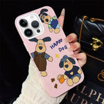 Custodia per telefono ibrida in PC e TPU con motivo "cane felice" e glitter IMD., For iPhone 13 Pro Max, For iPhone 13 Pro, For iPhone 13, For iPhone 12, For iPhone 12 Pro Max, For iPhone 12 Pro