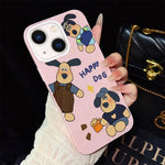 Custodia per telefono ibrida in PC e TPU con motivo "cane felice" e glitter IMD., For iPhone 15, For iPhone 14 Plus, For iPhone 14, For iPhone 14 Pro, For iPhone 14 Pro Max, For iPhone SE 2022 / SE 2020