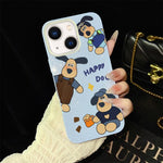 Custodia per telefono ibrida in PC e TPU con motivo "cane felice" e glitter IMD., For iPhone 15, For iPhone 14 Plus, For iPhone 14, For iPhone 14 Pro, For iPhone 14 Pro Max, For iPhone SE 2022 / SE 2020