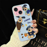Custodia per telefono ibrida in PC e TPU con motivo "cane felice" e glitter IMD., For iPhone 15, For iPhone 14 Plus, For iPhone 14, For iPhone 14 Pro, For iPhone 14 Pro Max, For iPhone SE 2022 / SE 2020